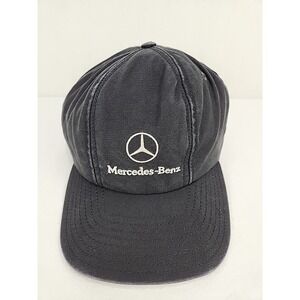 Vintage Mercedes Benz 6 Panel Adjustable Black Hat Cap Made in USA